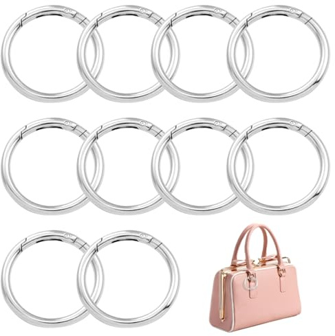 Rairsky 10 Stück Karabiner Rund, 48mm, Silber, Drahtdurchmesser 5.5mm | Großer runder Federhaken, robust, Schnellverschluss, für Geldbörsen, Basteln, Dekoration, Basteln