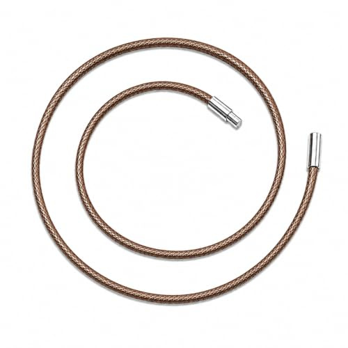 TempBeau Leder Halskette Lederkette Herren- 1/2/3MM Lederhalsband Verschluss Edelstahl für Männer Damen, Schwarz/Braun Kunstlederkette 45/50/55CM Wasserdicht Leder Wachsseilkette für Schwimmen Baden