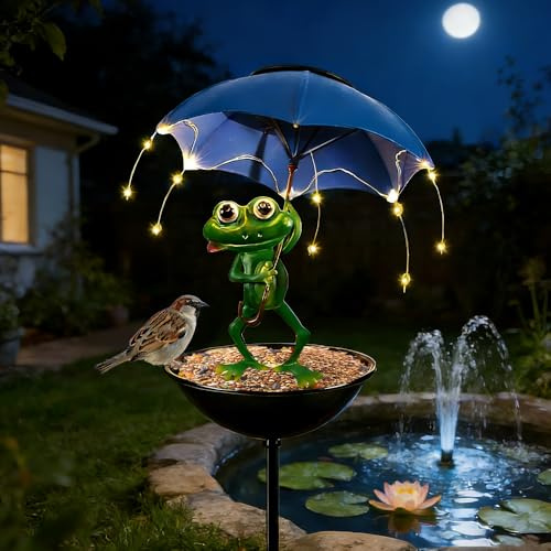DAJASD Figurine Grenouille Résine Étanche,Statue De Jardin En Forme De Grenouille Solaire Avec Lumière Parapluie, Statue Jardin Exterieur, Grenouille Decoration Pour Jardin,Terrasse,Cour,Pelouse,Étang