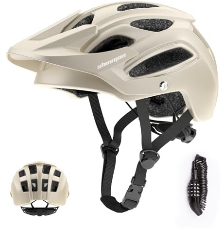 Shinmax Fahrradhelm für Herren Damen, Fahrrad Helm mit Helmschloss, Beweglich Visier, Waschbarem Fliegennetz, Ultraleichter Radhelm Erwachsene für MTB Alltägliche Sportliche Touren