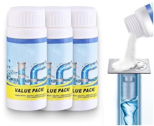 3Pcs Heavy Duty Sink & Drain Unblocker, New Upgrade Toilet Unblocker, Sink & Drain Cleaner Powder, Restroom Cleaning Foam Powder All-Purpose Pipe Opener for Kitchen Bathroom Restroom Shower (3Pcs)