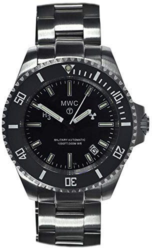 MWC 21 Jewels Auto Submariner med Tritium GTLS militär man klocka, Tritium, armband