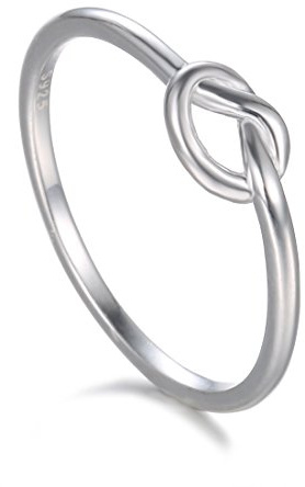BORUO 925 Sterling Silver Ring Love Knot Promiss Friendship High Polish Comfort Fit Band Ring Size 7