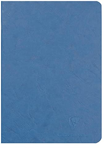 Clairefontaine 733104C Collection Nomaddict (ex Age Bag) Un Carnet Agrafé Bleu - A5 14,8x21 cm - 96 Pages Unies Blanches - Papier 90 g - Couverture Carte Lustrée Grain Cuir