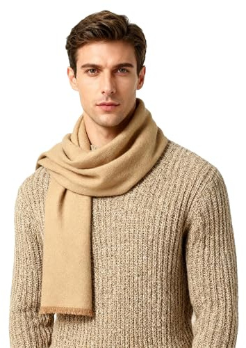 Leisofter vinter höst stickad halsduk för män ull stickad rutig halsduk affärer vardaglig gentleman halsdukar 180 x 30 cm, Ws016-khaki, en storlek