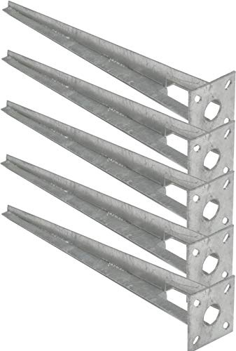 EXCOLO Bodenhülse 5er Set Ø 34 mm – 50 cm Einschlaghülsen Pfostenträger mit Kopfplatte 10x10 cm, Feuerverzinkt – Zaunpfosten für Maschendrahtzaun & Schweißgitterzaun, Montage ohne Beton