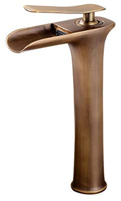 Wasserfall Wasserhahn Bad Waschtischarmaturen - Retro Messing Einhebel Einloch Waschbecken Wasserhahn Hoch, Bronze