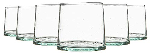 Nicola Spring 6pc Merzouga Glass Tumblers - 200ml - Clear Glass - Hand-Blown Moroccan Tumbler Glasses for Juices, Cocktails, Water, Home, Kitchen, Bar, Restaurant, Dining Table, Gift Set