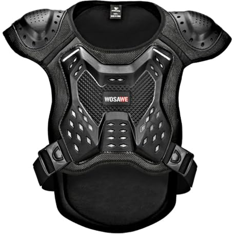 WOSAWE Protector de Pecho Anticaídas para Adultos y Hombres, para Montar en Patinaje Cuesta Abajo, Esquí (07 Negro, S)