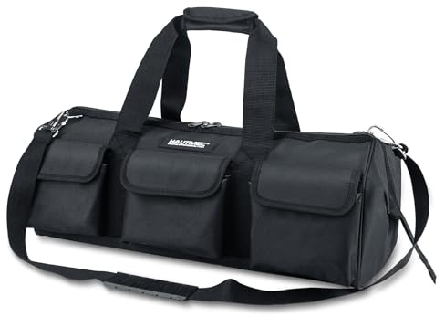 HAUTMEC Werkzeugtasche 61cm Großformat Heavy Duty Werkzeugtasche Mit verstärkter Bodenplatte und erhöhten Füßen, komplett schwarz HT0184-DE