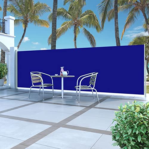 Goliraya Ausziehbare Seitenmarkise Ausziehbar Sichtschutz Gartenmarkise Sichtschutz Seitenrollo, für Balkon, Terrasse, Garten,160x500 cm Blau