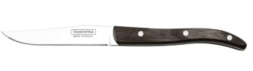 Tramontina - Couteau à Steak Marron French Micro dentelé 22cm. INOX Pleine Soie et technobois. X 12