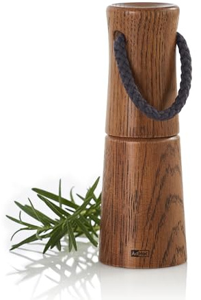 AdHoc MP831 manuelle Salzmühle oder Pfeffermühle YASO 17 cm | langlebiges Keramik Mahlwerk & edler Holzkorpus | Mahlergebnis fein bis grob | mit Tragegriff ideal für BBQ