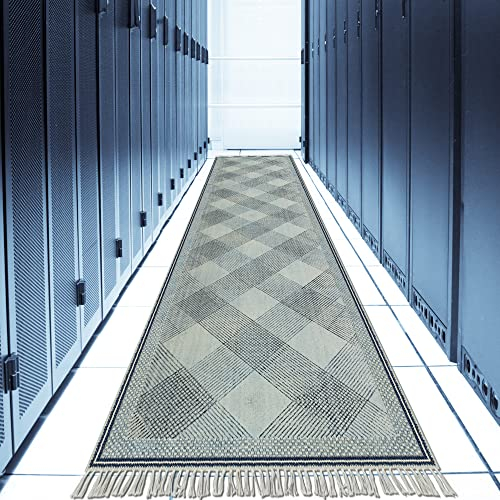 CASAVANI Handgefertigter Teppich aus Baumwolle, dekorativer böhmischer Kelim-Teppich, handgewebter Flickenteppich, Eingangsbereich, Überwurf für Wohnzimmer 1,5 x 1,5 m, quadratisch