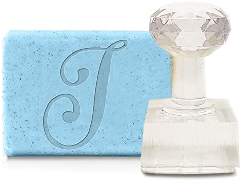CRASPIRE Handmade Soap Stamp Letter J DIY Acrylic Stamp Soap Letter Embossing Stamp Soap Chapter Imprint Stamp for Handmade Soap Cookie Clay Pottery Biscuits DIY Bridal Shower Gift