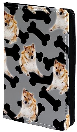 KQNZT Impfpasshülle Kartenetui Lederschutzhülle Reisebrieftasche,Shibainu Hund