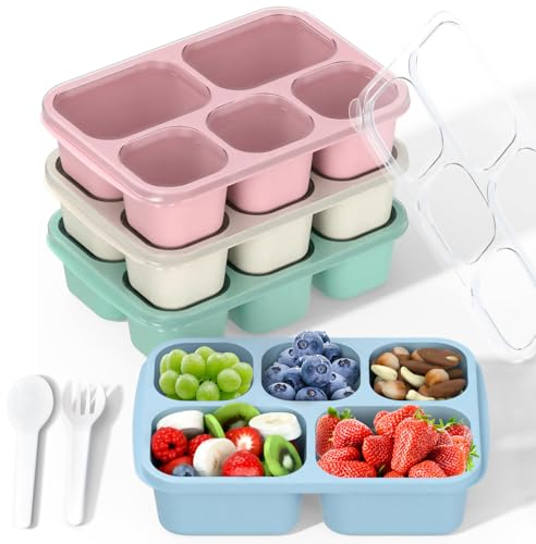 MEEYUU Confezione da 4 scatole Bento riutilizzabili per snack, 4 scomparti, contenitore per la preparazione dei pasti, pranzo per bambini e adulti