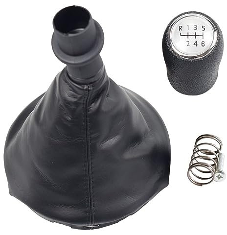Car Schaltsack Für VW Für Transporter T5 T5.1 Für GP 2003-2011 T6 Auto 5/6 Gang Schalthebel Schaltknauf Ledermanschette Car Gear Shift Knob (Größe : 6 Speed-Silver)
