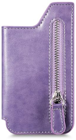 Ysnzaq Funda para Tarjetas de teléfono móvil/Tarjetero Ultrafino, Cuero PU Tarjetero Adhesivo Multifuncional para Cartera de Teléfono para iPhone, Samsung, Xiaomi.Purple