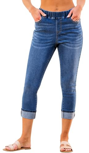GRAPENT Trouser Jeans Western Womens Clothing Women's Clothes High Waisted Capris for Women Crop Pants Women's Wear to Work Pants & Capris Work Jeans for Women Color Darkness Blue Size XL X-Large
