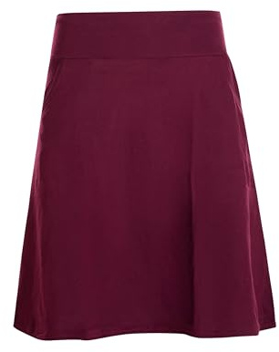 Vishes - Alternative Bekleidung - Rock Damen Knielang Bio Baumwolle Breiter Bund Jersey Röcke Basic dunkelrot 40