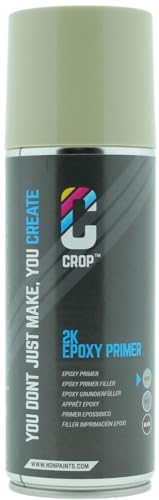 CROP Bombe peinture - Apprêt époxy 2K Beige – Aérosol bicomposant – Anti-corrosion – Très forte adhérence – Fort pouvoir de remplissage – Recouvrable 1K/2K – Usage automobile