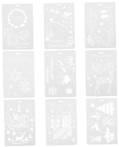 CIMAXIC 9-teilige Weihnachts-schablonen Zum Zeichnen Und Malen Mit Klassischem Weihnachtsmuster-design Abwaschbar Aus Kunststoff Für Fenster Türen Und Wände