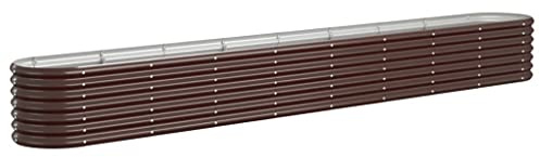 vidaXL Hochbeet, Wetterfestes Hochbeet für Garten Balkon Terrasse, Kräuterhochbeet zum Selber Bauen, Pflanzkasten aus Metall, Verzinkter Stahl Braun