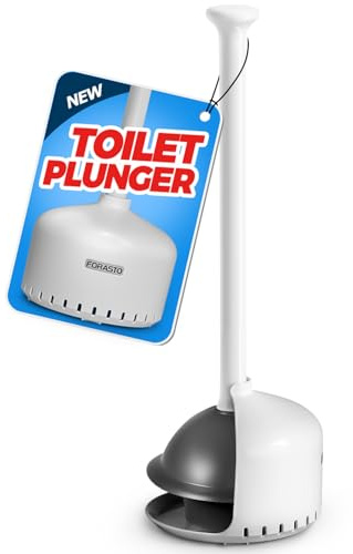 FORASTO WC-Saugglocke mit Halter, Kolben für Badezimmer mit Halter, WC-Saugglocke, strapazierfähig, Badezimmerdekoration, Badezimmerzubehör, WC-Schüsselreiniger, Weiß