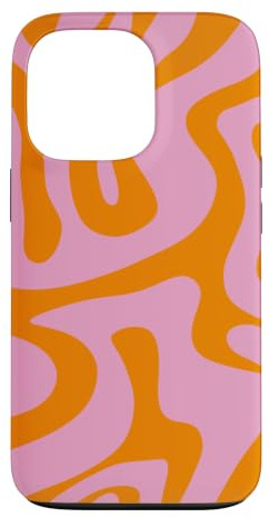 Hülle für iPhone 13 Pro Rosa und Orange Liquid Swirl Abstraktes ästhetisches Muster