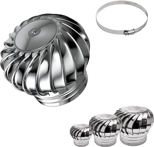 Yoeoefuo Schornsteinaufsatz Schornsteinabdeckung 110mm - 500mm Kaminhaube Edelstahl Drehbarer Kugelaufsatz Dachlüfter Ofenrohr Abdeckung Schornstein Regenhaube(Size:250mm)