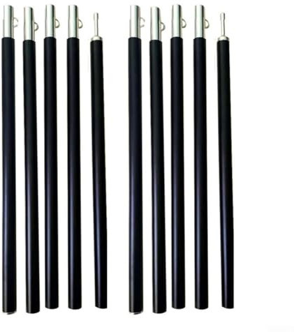 2pcs Tent Tarp Poles Set, Aluminum Alloy Camping Awning Poles Beach Tent Pole Canopy Tent Accessories 1.9m/6.2ft for Headroom Canopy Sun Shade Sail(black)