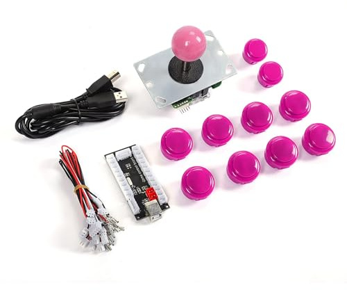 Beufee Machine D'arcade, 30 24 Jeux D'arcade Classiques, Encodeur USB pour PC, Jeux De Joystick, Armoire USB, Kits De Plusieurs Couleurs(Rose)