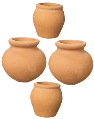 Yardwe 4stücke Teiliges Kleine Terrakotta Tontöpfe Aus Mini Blumentöpfe Für Sukkulenten Miniatur Pflanzgefäße in Thumb Rund Design Vielseitig Nutzbar Für Anzucht Und Dekoration