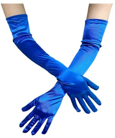 BrightGlow Lang Damen Satin 55cm Classic Elegant Abendhandschuhe 1920er Elastic Satinhandschuhe Opera Party Halloween Karneval Kostüm Opernhandschuhe Braut