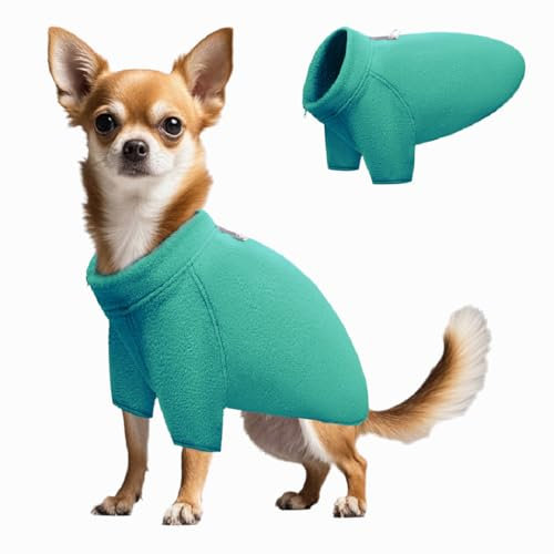 TOPSOSO Hundepullover Elastisch Bequem Hunde-Fleeceweste mit Ärmeln Weiche Wärme Hunde-Sweatshirt Reißverschluss Reflektierender D-Ring Warme Hundejacke Geeignet für Kleine Katzen und Hunde(Grün S)