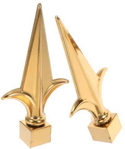Yardwe 2pezzi Puntale Per Supporto Decorativo a Sezione Rettangolare Per Supporto Portabandiera Ornamento in Acciaio Inossidabile Dorato Per Cortile Recinzione