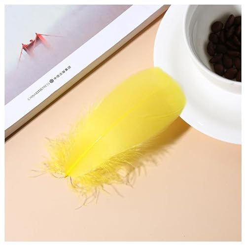 GreatRise 8-12cm Bunte Federn Natürlich Gänsefedern Weich Vogelfedern zum Basteln Maskenfedern Bastelfedern für Masken Hüte Ohrringe Hochzeit Weihnachten Party Dekoration Gelb 50 Stück