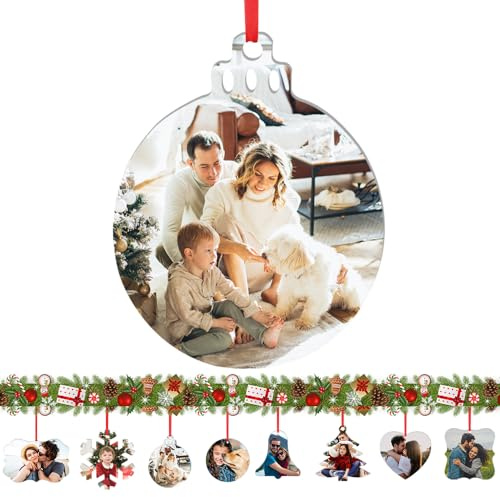 Personalisierte Weihnachtskugeln aus Metall mit Foto | Weihnachtsbaumschmuck, Personalisiertes Fotogeschenk für Mama, Papa, Oma, Opa, Hund und das erste Weihnachten des Babys