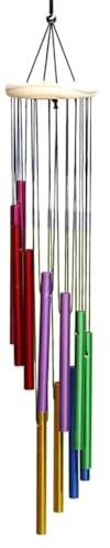 Generic Carillon éolien de jardin avec 12 tubes métalliques creux avec crochet - Mélodie agréable - Carillon à vent à suspendre en métal - Cloches pour jardin, cour, terrasse et décoration de la