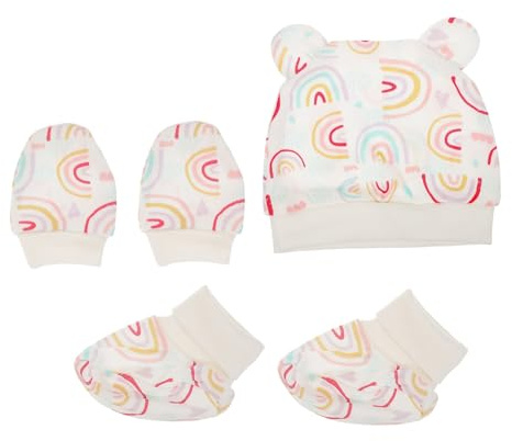 Ipetboom 1 Satz Babymütze Kleinkind Vlies Motorhaube Neugeborenes Unisex Kratzen Gemacht Neugeborene Fäustlinge Für Mädchen Blau Kratzfeste Babyhandschuhe Hüte Junge Baumwolle Colorful