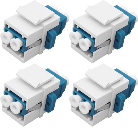 XMSJSIY Keystone LC Lot de 4 plaques murales en fibre de verre femelle vers femelle Coupleur Duplex Multimode Connecteur Keystone Jack LC Fibre Panel Module Socket Adaptateur pour panneau de brassage
