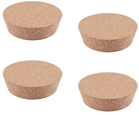 INCREWAY 4 tapones de corcho cónicos de madera suave, tapones de corcho de madera natural de 77 x 70 x 20 mm, tapones de corcho para botellas de vino y vidrio