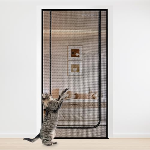 Gatti Porta Balcone con Cerniera - Zanzariera per Porta Balcone Gatti Cani, Porta a Rete di Sicurezza per Animali Domestici - Rete Gatti per Balcone Facile da Montare per Soggiorno e Balcone