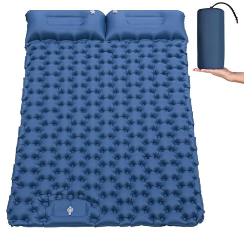 Asoway Esterilla Autoinflable Camping 2 Personas, Colchoneta Camping Hinchable con Almohada y Bomba de Pie para Tienda, Viajes, Exteriores, Senderismo, Playa