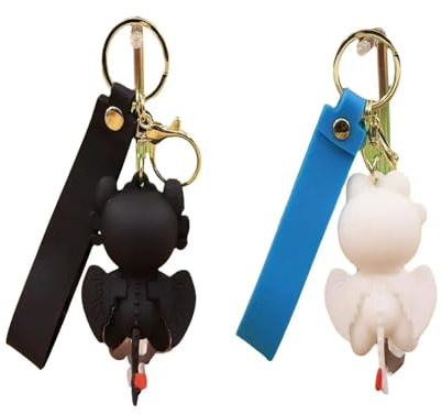 wiztex Night Fury - Llavero con diseño de dragón negro de anime, regalo ideal para niños, jugadores y fans (2 Pcs)