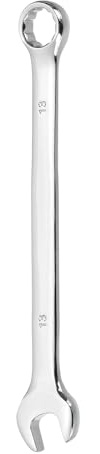 sourcing map Llave combinada de 13 mm métrica de 12 puntos y extremo abierto CR-V de acero de doble extremo para reparación de tuberías, muebles, maquinaria de bricolaje, color blanco plateado