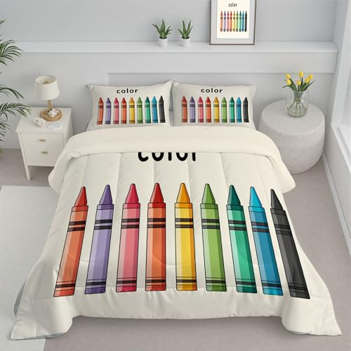 DLERFLOVR Edredón Relleno Nórdico Cama 105 Nórdico 4 Estaciones Estampado Lápiz De Color Edredón Actividades para Colorear para Niños Suave y Ligero con Fundas 200x200cm, Blanco