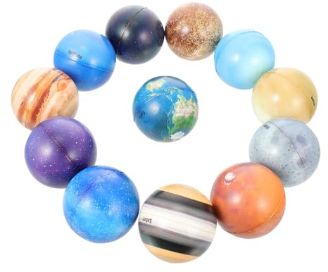 TOYANDONA 12stücke Teiliges Planeten Softbälle Aus Pu-Material Stressabbauend Kompaktes Junge Mädchen-Early-Education-Spielzeug Mit Weltall-Motiven Fördert Farberkennung Und Sensorisches SPI
