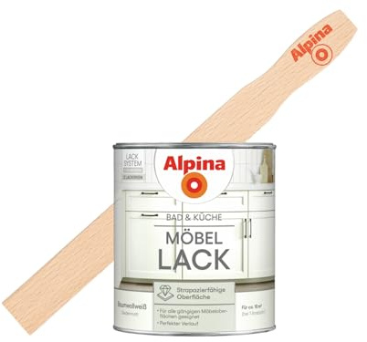 Alpina Bad & Küche Möbel-Lack Baumwollweiß – Seidenmatt – 0,75 Liter